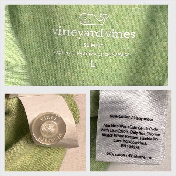 Vineyard Vines Slim Fit Mens Polo Shirt Light Green Sz L Golf Short Sleeve Polo - Picture 5 of 11